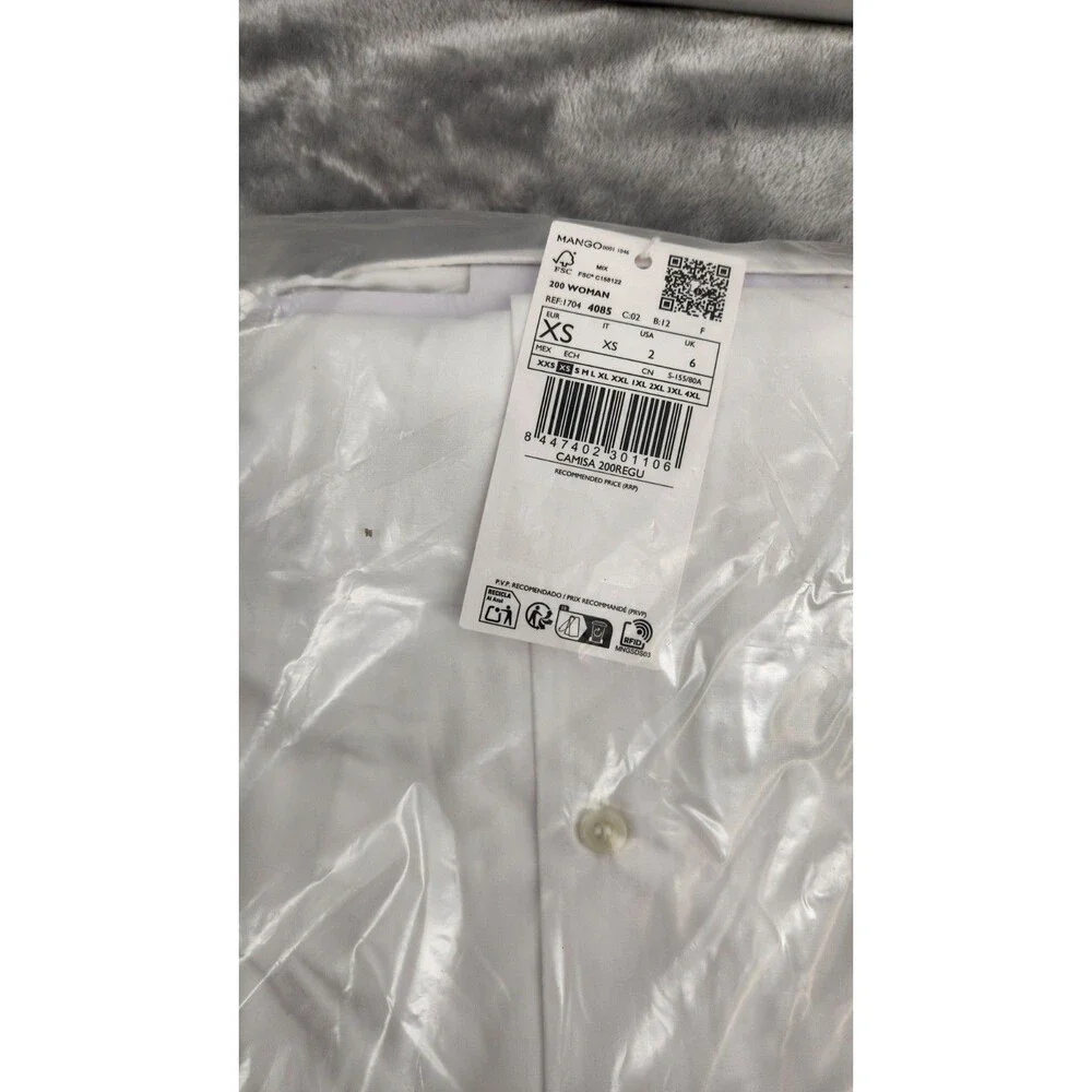 Mango Women's XS White Regular Cotton Lyocell Blend Shirt NWT - Picture 6 of 6